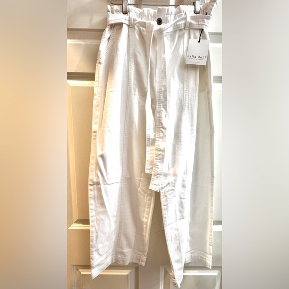 BELLA DAHL NWT Sz M Paige Paperbag Waist Crop Pants, in White - Picture 6 of 6